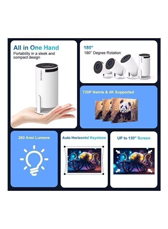 MAGCUBIC Mini Portable Projector - 5G Wifi 6 BT 5.0 Android 11, Projector 4K  Support 8000 Lumens, Horizontal Keystone Correction Auto Led Projector, Projector for Telephone - Image 3